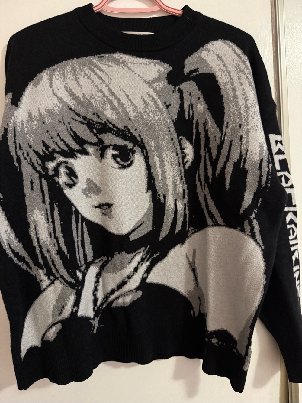 Black & Gray Anime Graphic Knit Sweater